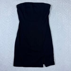 G by Guess Strapless Mini Black Dress Women's M Front Slit Back Zip Fully Lined